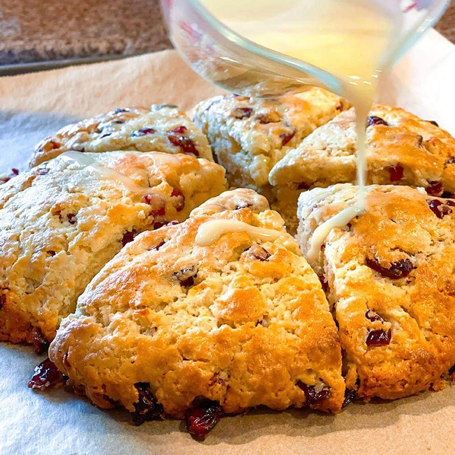 Cranberry Orange Scones with Orange Glaze