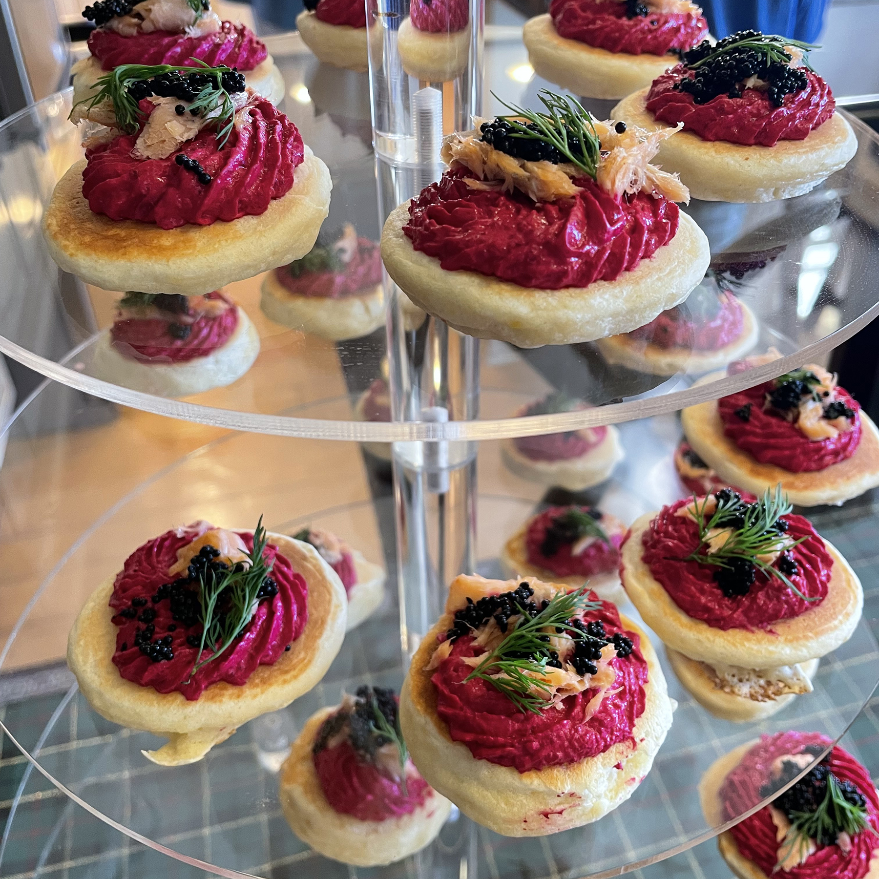 Smoked Salmon and Beetroot Blinis